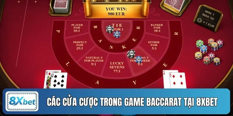 Các cửa cược trong game baccarat tại 8XBET